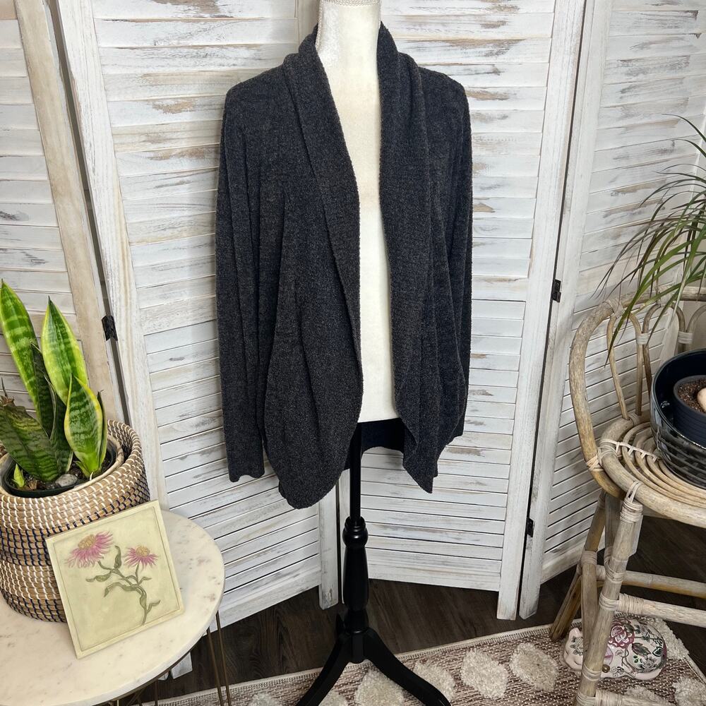BAREFOOT DREAMS STYLE 452 Women's Med Rounded Circle Cardigan Sweater Charcoal - Picture 4 of 14